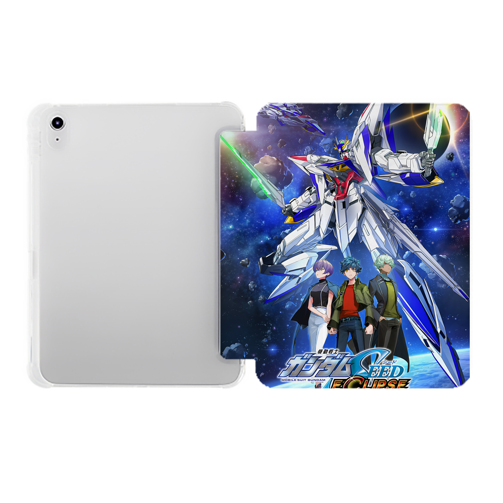 （画像用） 機動戦士ガンダム Mobile Suit Gundam IPad ケース ペン収納付き 三つ折りスタンド PUレザー×シリコン 対応機種9.5/10.5/10.9インチ